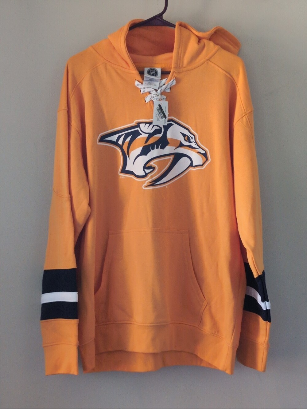 NEW Men's Fanatics Gold Puck Deep Lace-Up Pullover Hoodie Size Large